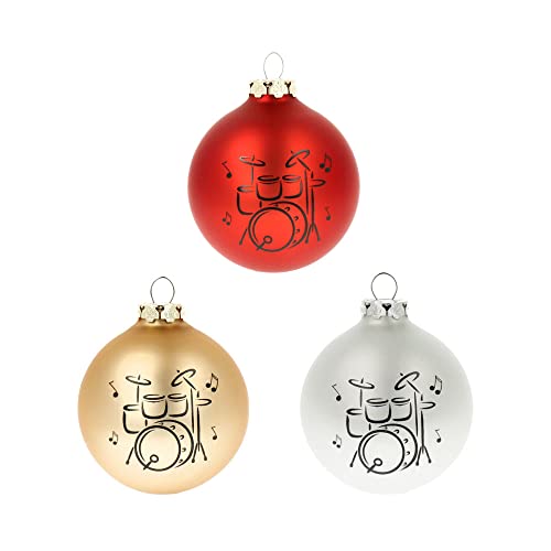 Weihnachtskugeln Schlagzeug - 3er-Set - Schönes Geschenk für Musiker (Silber-rot-Gold) von mugesh