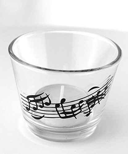 Weiße Kerze im Glas Notenlinie - Schönes Geschenk für Musiker von mugesh