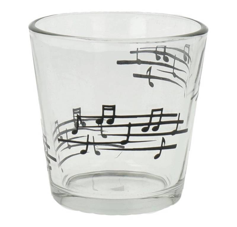mugesh Tischkerzenhalter Teelichtglas mit Notenlinien, für Musiker von mugesh