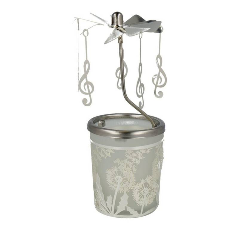 mugesh Tischkerzenhalter Windlicht Glas-Karussell mit Violinschlüssel, für Musiker von mugesh