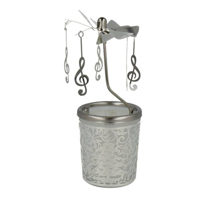 mugesh Tischkerzenhalter Windlicht Glas-Karussell mit Violinschlüssel, für Musiker von mugesh