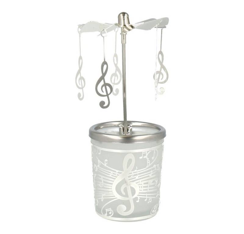 mugesh Tischkerzenhalter Windlicht Glas-Karussell mit Violinschlüssel, für Musiker von mugesh