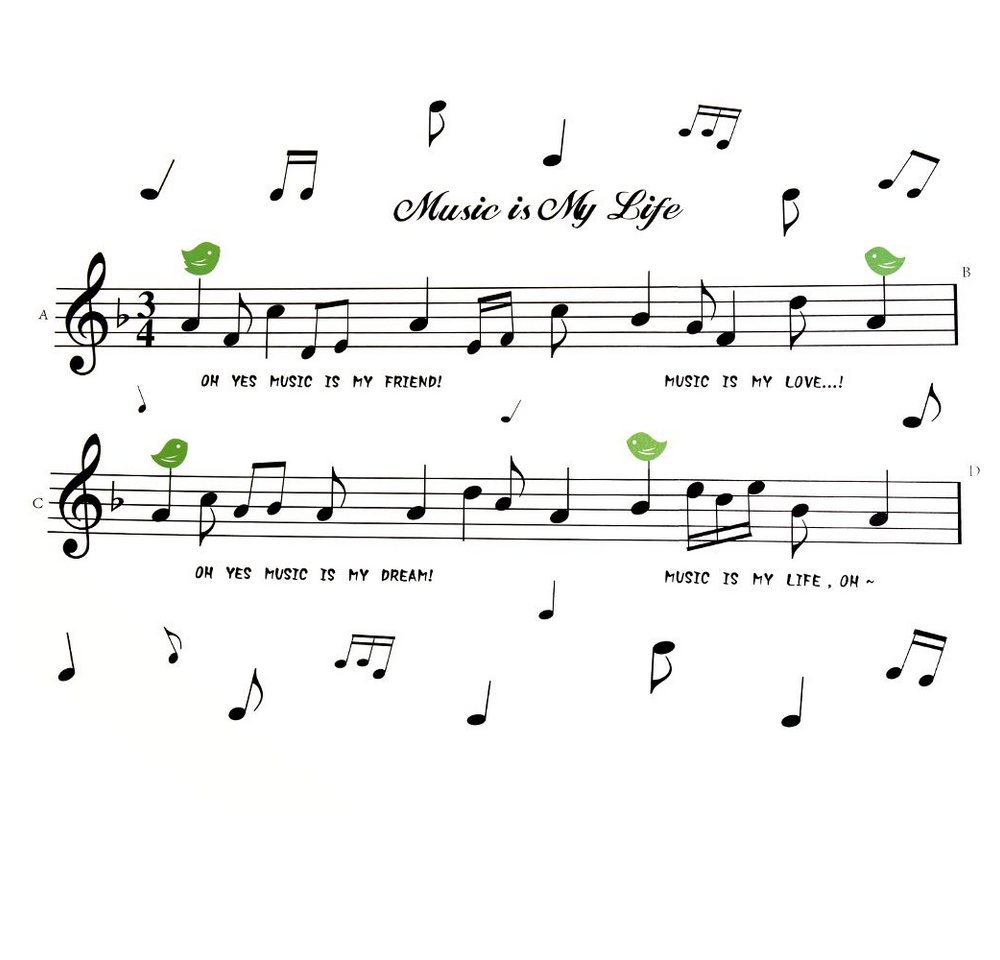 mugesh Wandsticker Wandaufkleber Notenzeilen, für Musiker von mugesh