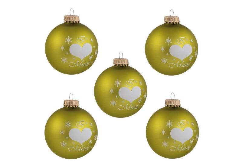 mugesh Weihnachtsbaumkugel 5er-Set Weihnachtskugeln "Love Music" kiwi, für Musiker von mugesh