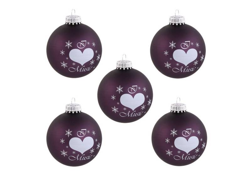 mugesh Weihnachtsbaumkugel 5er-Set Weihnachtskugeln "Love Music" pflaume, für Musiker mugesh Weihnachtsbaumkugel 5er-Set Weihnachtskugeln "Love Music" pflaume, für Musiker von mugesh