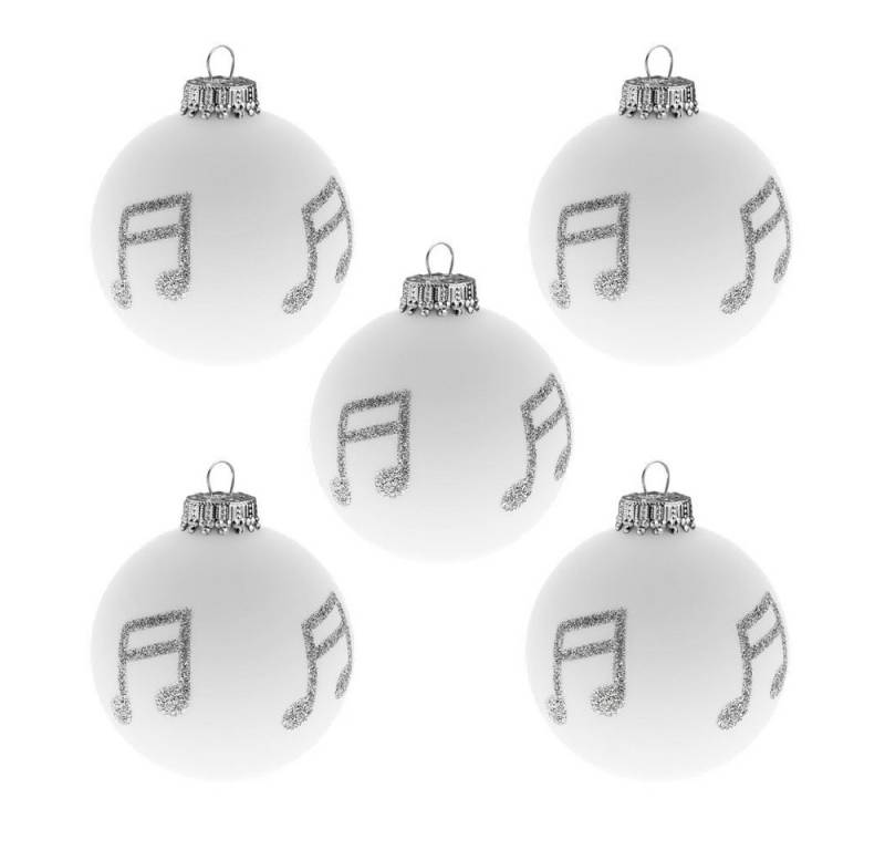 mugesh Weihnachtsbaumkugel 5er-Set Weihnachtskugeln Note, für Musiker von mugesh