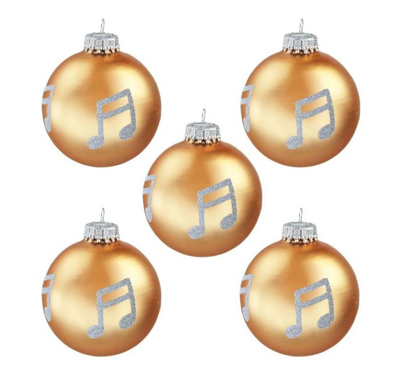 mugesh Weihnachtsbaumkugel 5er-Set Weihnachtskugeln Note, für Musiker von mugesh