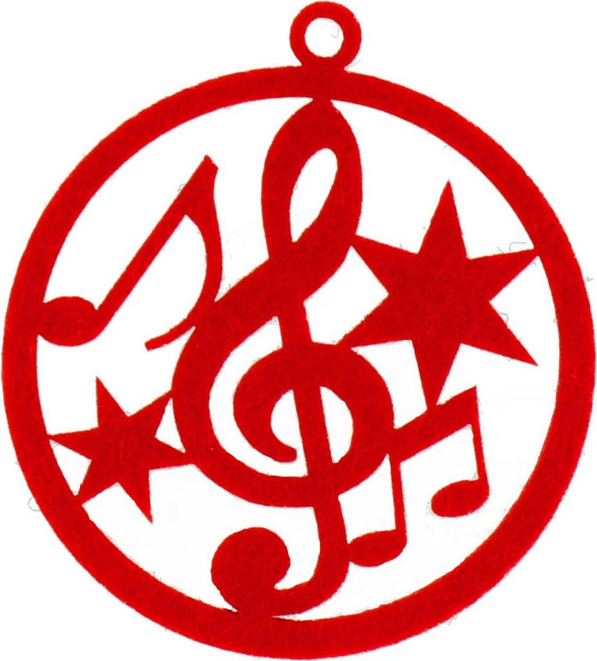 mugesh Weihnachtsbaumkugel Weihnachtskugel Filz Violinschlüssel rot, für Musiker von mugesh