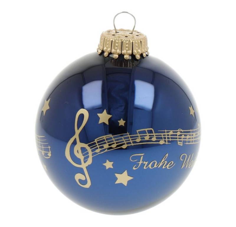 mugesh Weihnachtsbaumkugel Weihnachtskugel Notenzeile Stille Nacht cobaltblau, für Musiker von mugesh