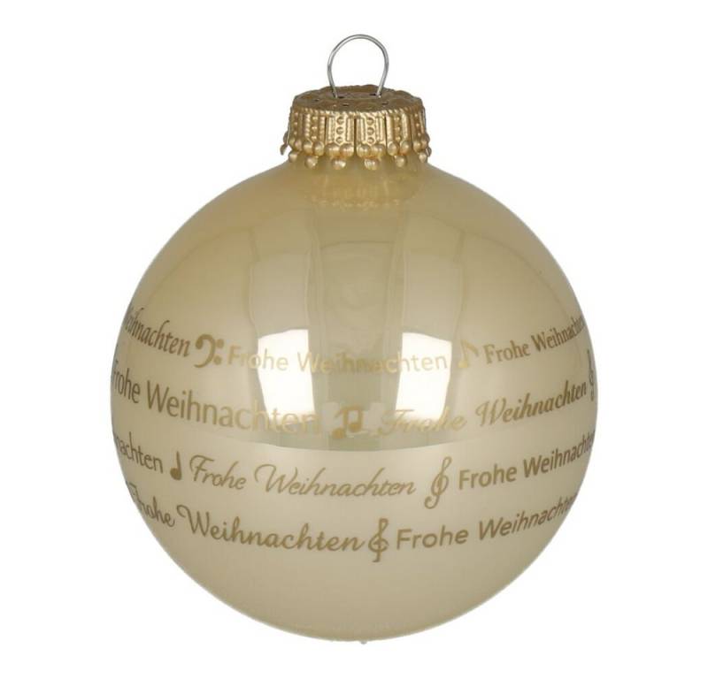 mugesh Weihnachtsbaumkugel Weihnachtskugel Schrift Notenmotive elfenbein, für Musiker von mugesh