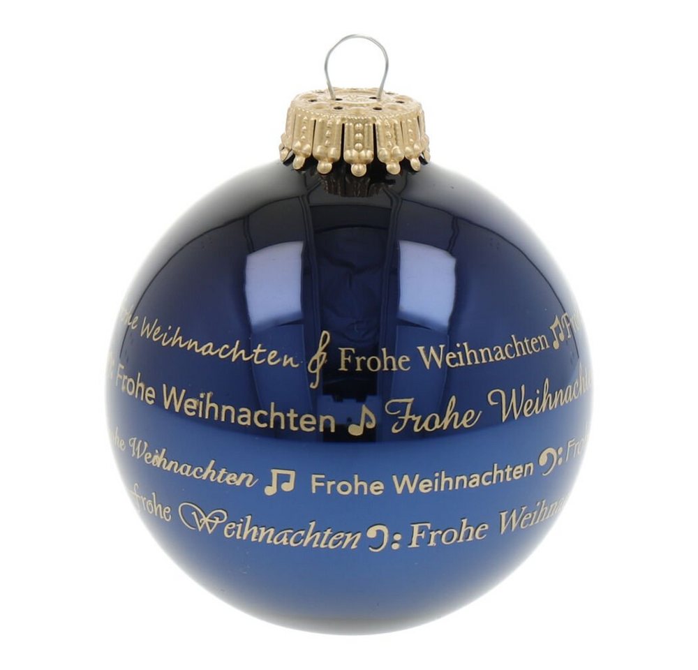 mugesh Weihnachtsbaumkugel Weihnachtskugel Schrift Notenmotive cobaltblau, für Musiker von mugesh