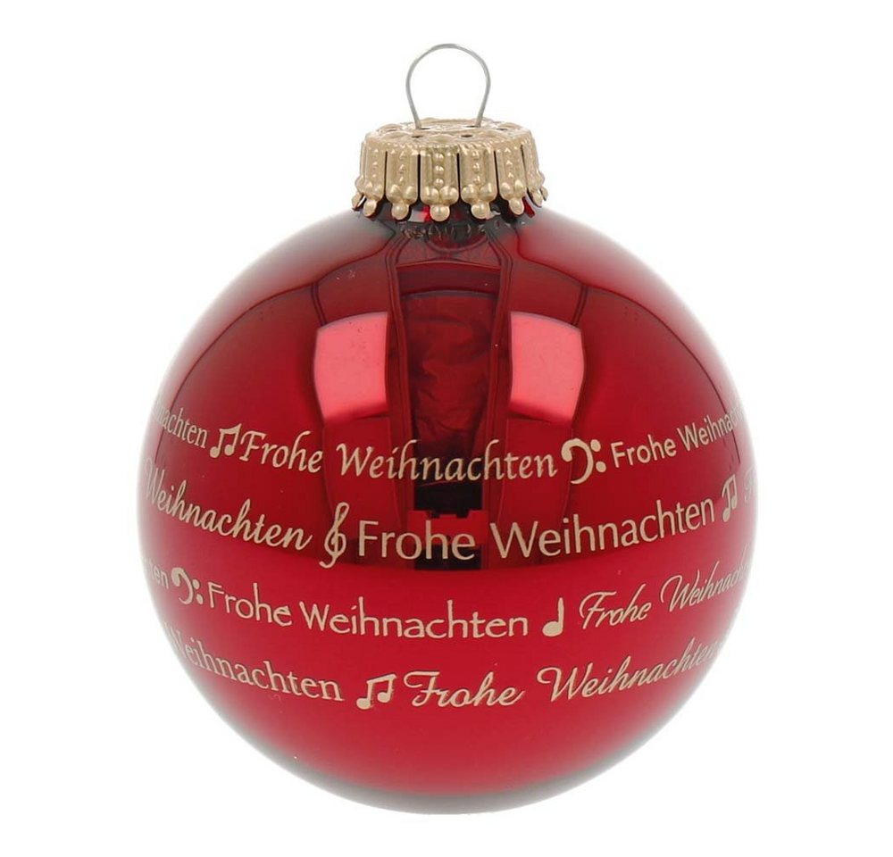 mugesh Weihnachtsbaumkugel Weihnachtskugel Schrift Notenmotive rot, für Musiker von mugesh
