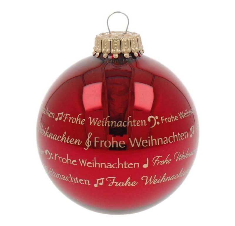 mugesh Weihnachtsbaumkugel Weihnachtskugel Schrift Notenmotive rot, für Musiker von mugesh