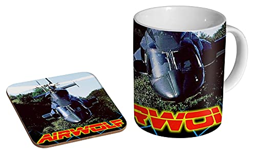 Airwolf Classic Chopper Keramik Tee – Kaffeetasse + Untersetzer Geschenkset … von mugmart