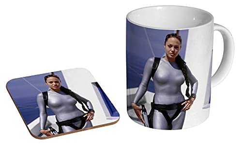 Angelina Jolie Tomb Raider Scuba Keramik Tee - Kaffeetasse + Untersetzer Geschenkset ... von mugmart