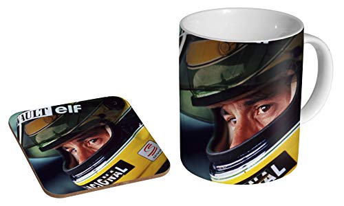 Ayrton Senna Eyes Keramik-Kaffeetasse + Untersetzer, Geschenk-Set von mugmart