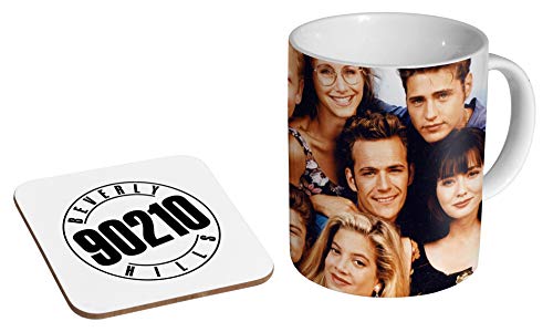 Beverly Hills 90210 Keramik-Kaffeetasse + Untersetzer, Geschenk-Set von mugmart