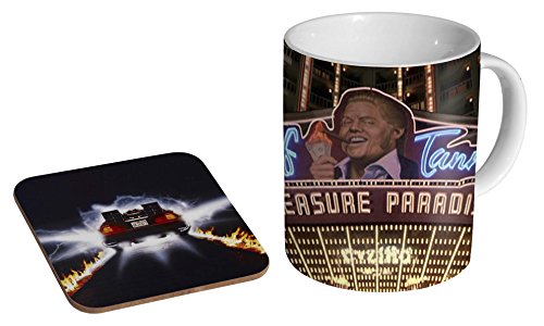 Biff Tannen Paradise Back To The Future Keramik-Kaffeetasse + Untersetzer, Geschenk-Set von mugmart