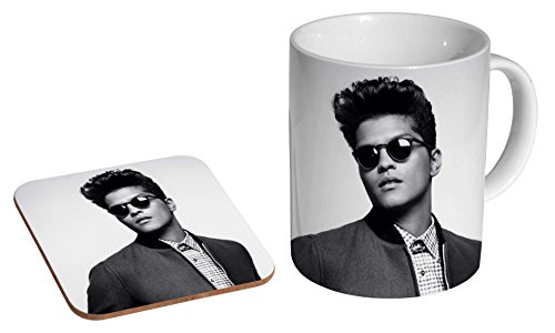 Bruno Mars BW Keramik-Kaffeetasse + Untersetzer Geschenkset von mugmart