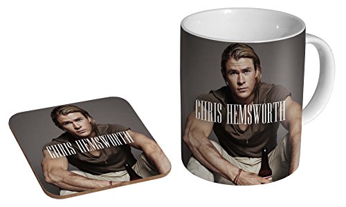 Chris Hemsworth Kaffeetasse mit Untersetzer, Keramik, Arms von mugmart