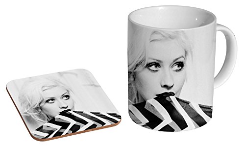 Christina Aguilera Kaffeebecher und Untersetzer aus Keramik von mugmart