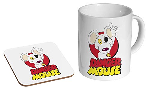 Danger Mouse Keramik-Kaffeetasse + Untersetzer, Geschenk-Set von mugmart