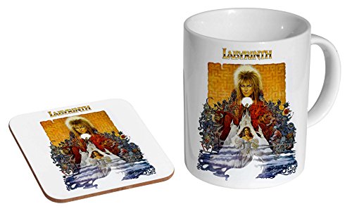David Bowie Labyrinth Poster Keramik Kaffeetasse + Untersetzer Geschenk-Set ... von mugmart