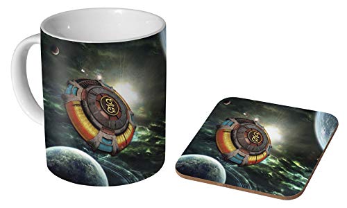 ELO Bunte Raumschiff-Kaffeetasse + Untersetzer Geschenk-Set ... von mugmart