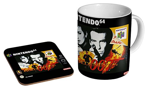 GoldenEye N64 Keramik-Kaffeetasse + Untersetzer, Geschenk-Set von mugmart