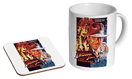 Indiana Jones Temple of Doom Promo-Kaffeetasse + Untersetzer, Geschenk-Set von mugmart