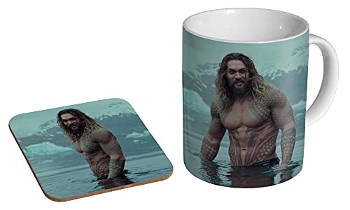 Jason Momoa Aquaman Keramik-Teetasse und Untersetzer, Geschenkset von mugmart