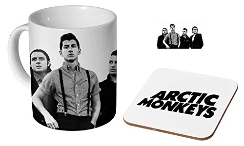 Keramik-Kaffeetasse mit Untersetzer, Motiv: Arctic Monkeys von mugmart