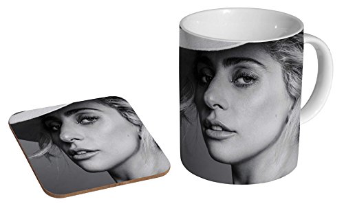 Lady Gaga Keramik-Kaffeetasse + Untersetzer, Geschenk-Set von mugmart