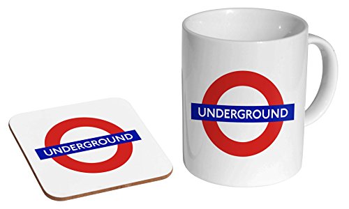 London Underground Keramik-Kaffeetasse + Untersetzer Geschenkset von mugmart