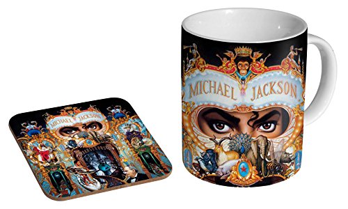 Michael Jackson Dangerous Keramik-Kaffeetasse + Untersetzer, Geschenkset von mugmart