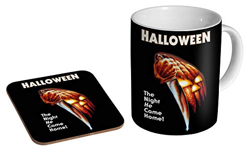 Michael Myers Halloween 1978 Keramik-Kaffeetasse + Untersetzer, Geschenk-Set von mugmart