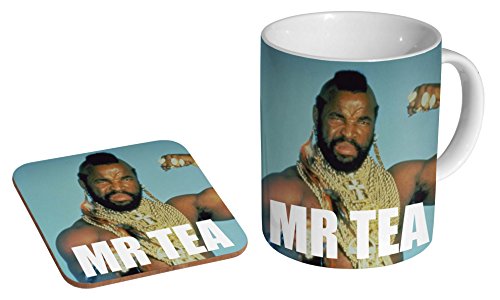 Mr T Mr Tea A Team Lustige Keramik-Kaffeetasse + Untersetzer Geschenk-Set ... von mugmart