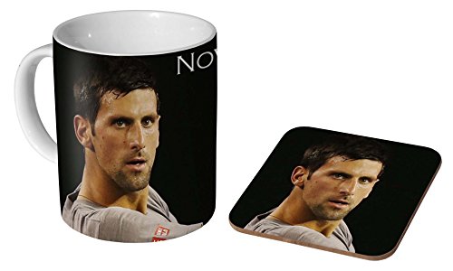 Novak Djokovic Keramik-Kaffeetasse + Untersetzer, Geschenkset ... von mugmart