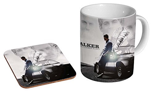 Paul Walker RIP Wings Kaffeetasse aus Keramik und Untersetzer Geschenkset von mugmart