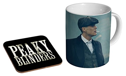 Peaky Blinders Tom Shelby Kaffeetasse und Untersetzer, Keramik, Rauchgrau von mugmart