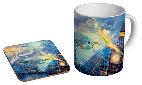 Peter Pan Keramik-Kaffeetasse + Untersetzer, Geschenk-Set von mugmart