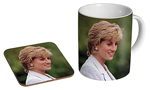 Princess Diana Keramik-Kaffeetasse + Untersetzer, Geschenkset von mugmart