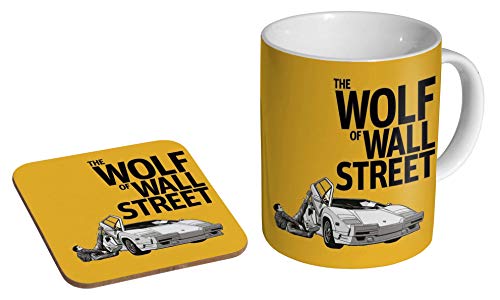 Wolf of Wall Street Leonardo Dicaprio Lambo Trading Keramik-Kaffeetasse + Untersetzer Geschenk-Set ... von mugmart