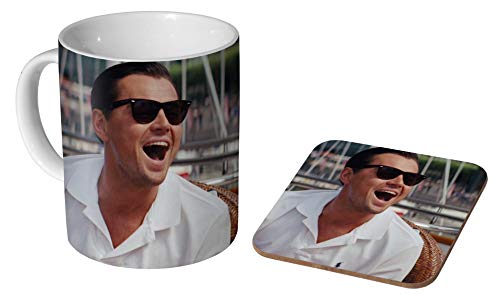 Wolf of Wall Street Leonardo Dicaprio Laugh Trading Kaffeetasse und Untersetzer Geschenkset von mugmart