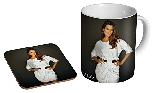 mugmart Cote De Pablo Kaffeetasse und Untersetzer, Keramik, dunkel von mugmart