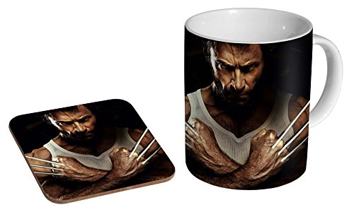 mugmart Hugh Jackman Wolverine Kaffeetasse und Untersetzer aus Keramik von mugmart