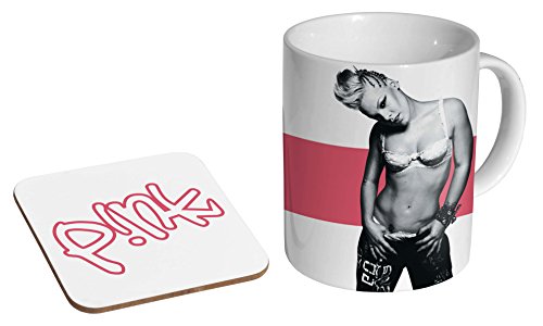 mugmart P!nk Kaffeetasse und Untersetzer, Keramik, Pink von mugmart