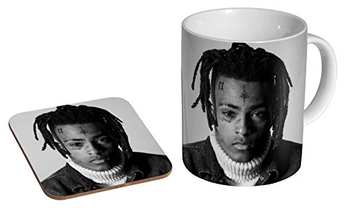 xxxtentacion BW RIP Keramik Kaffeetasse + Untersetzer Geschenkset von mugmart