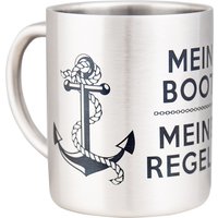 Edelstahlbecher Mein Boot - Meine Regeln | Robuster Becher Für Kapitäneinnen Maritimer Look Mit Anker Design von mugsytassen