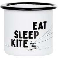 Emailletasse Eat Sleep Kite | Cooler Becher Für Kitesurfer, Surf, Vanlife, Reise Im Retro Design von mugsytassen